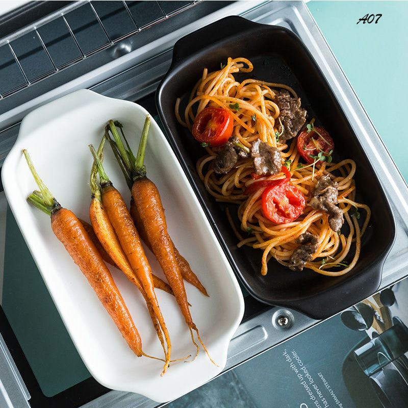 Ceramic Baking Pan INS Binaural Rectangular Plates Hotel Cheese Baked Rice Creative Dinner Plate 28.5 inch