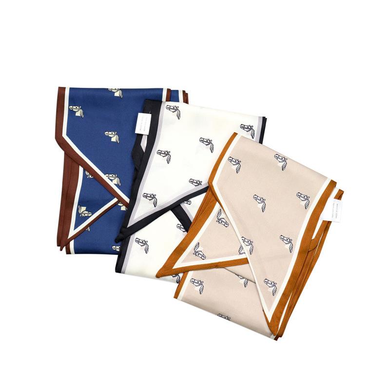 Scarves 2021 Summer Small Animal Wide Long Silk Scarf Female Wrist Tie Hair Ribbon Bag Belt For Women