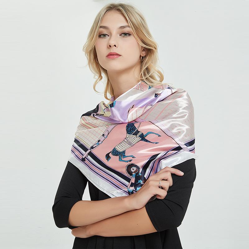 Scarves Silk Scarf Women Fashion Foulard Satin Shawl Scarfs Big Size 90*90cm Square Hair Head Bandana Hijab Handkerchief