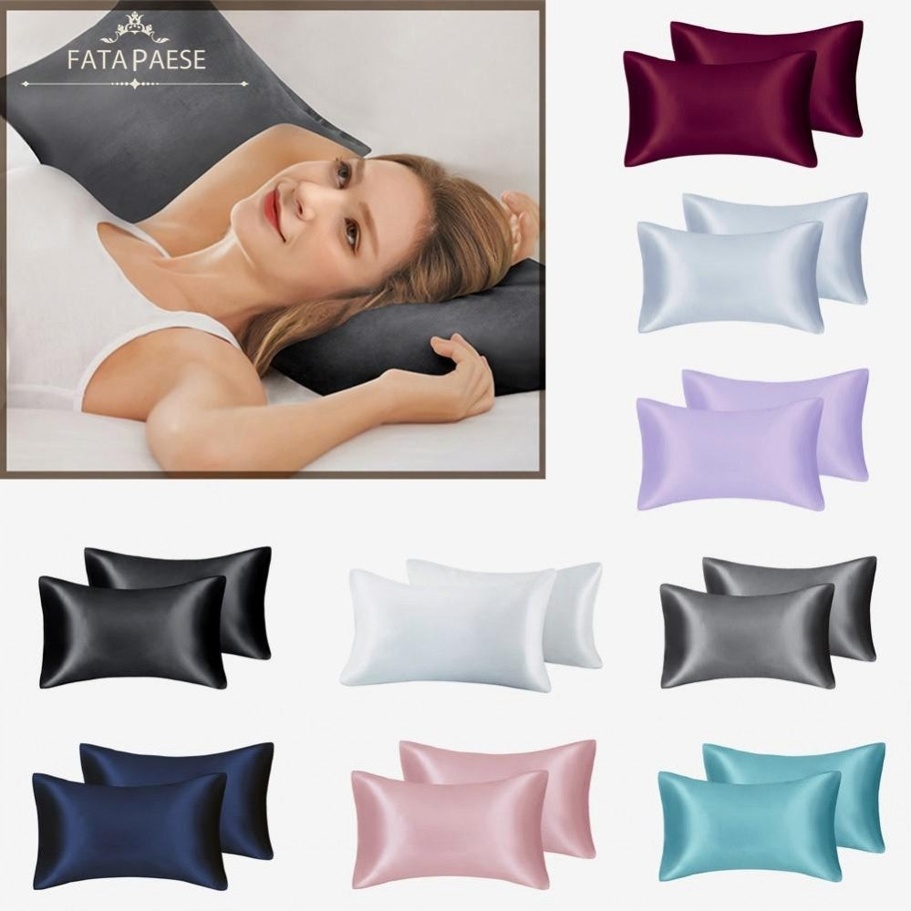 2 PCS Best Quality Royal Silky Satin Skin Care Pillowcase Hair Anti Pillow Case Queen King Standard Size Facial Sleep Lines