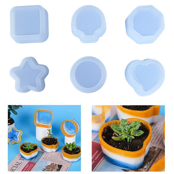 Silicone Plant Pot Molds Cactus Succulent Flower Planter Epoxy Resin Casting Moulds DIY Arts Craft Decor