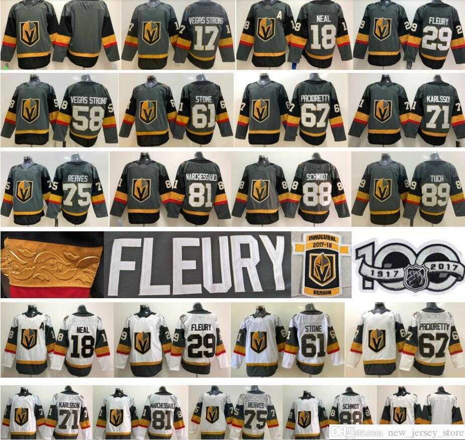 Men Women Kids Vegas Golden Knights 29 Marc-Andre Fleury 75 Ryan Reaves 71 William Karlsson 88 Nate Schmidt 67 Max Pacioretty Hockey Jerseys