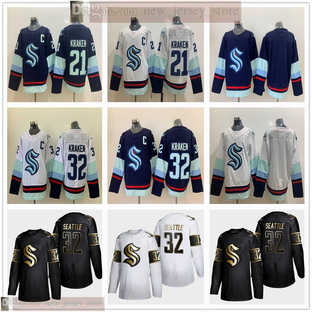 NWT 2020 2021 Ice Hockey Seattle Kraken Jersey Best Quality Stitched Name Number Uniforms #23 32th Kraken Jerseys Size S-XXXL