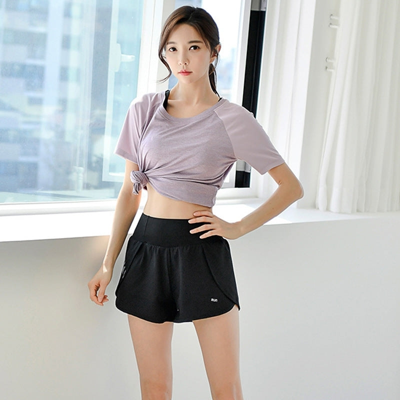 Yoga Pants, leggings, high waist printed shorts, women&#039;s new fast dry and fake two pieces of anti light running fitness pants