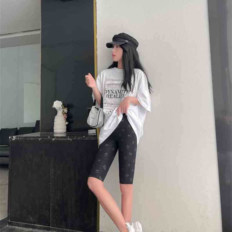 Shark women&#039;s wear summer thin riding Barbie safety pants belly up and hip lifting Yoga five point Leggings shorts