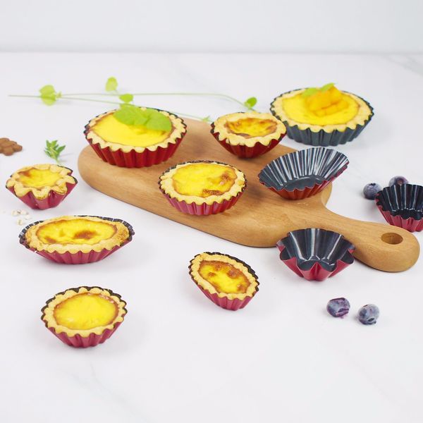 12Pcs Non-stick Tart Quiche Flan Pan Pizza Mold Cupcake Egg Tartlet Baking Muffin Cup Bakeware