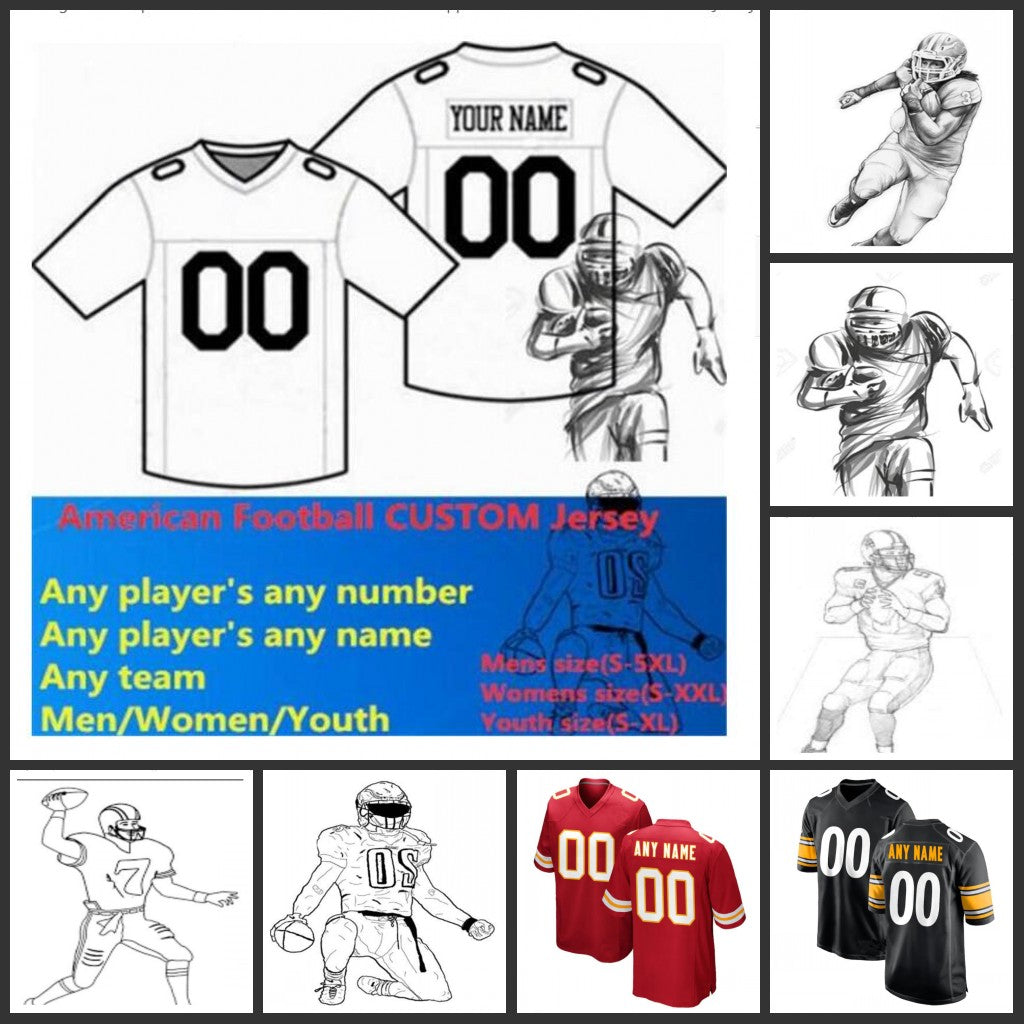 CUSTOM Jersey American Football All 32 Team Customized Any Name Number color Size S-5XL Mix Order Men Women Youth Kids Stitched jerseys