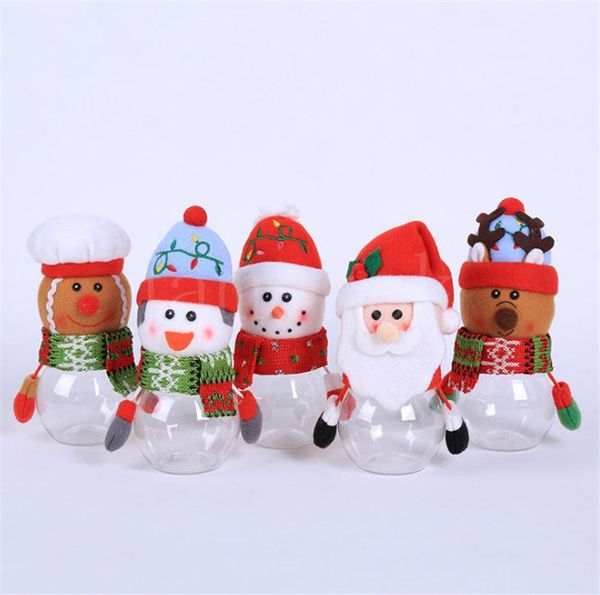 Christmas decorations Kids Xmas Gift Boxes Plastic transparent gift Candy box Santa Claus Snowman elk children Gifts Jar dd320
