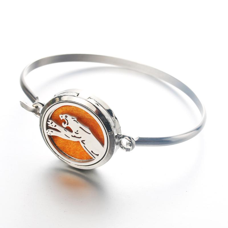 Charm Bracelets Stainless Steel Leopard Pattern Aroma Spread Bangles Perfume Essential Oil Diffuser Lockets Magnetic