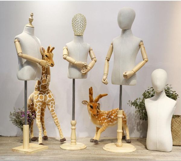 Children&#039;s model props Commercial Furniture half length kids clothing display rack Children wear shop window lead models shelf