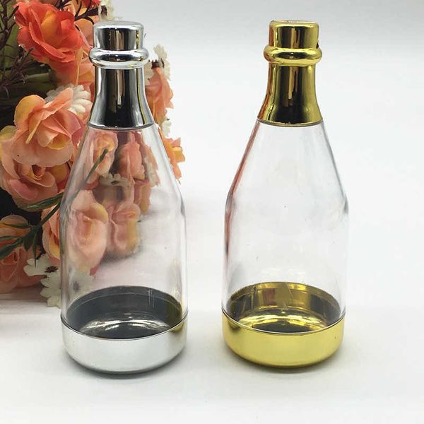 24pcs-lot DIY Party Accessories Funny Gift Box Baby Shower Souvenir Champagne Bottle Plastic Candy Box With Personalized Sticker 210610