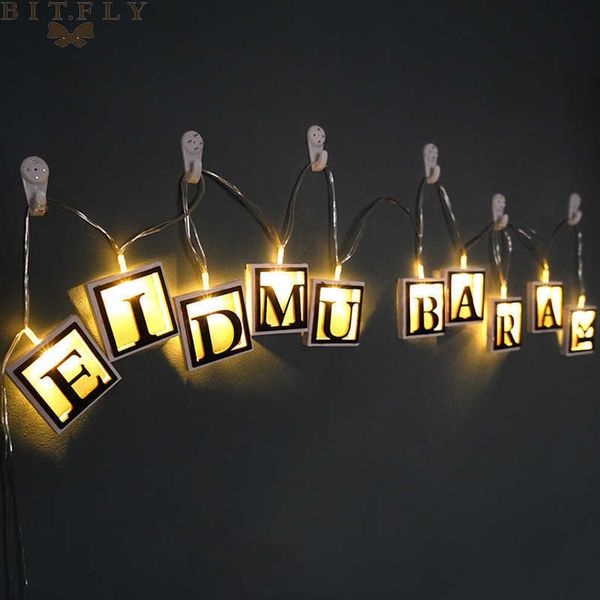 Eid Mubarak Decor LED Garland String Light Ramadan Decorations for Home Islamic Muslim Festival Party Gift Ornament LED Light 2M 210610