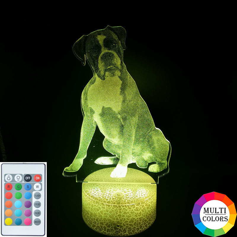 Acrylic 3D LED Photo Light Boxer Animal Desk Lamp for Hotel Room Decoration Touch Sensor Color Changing Nightlight Bluetooth Base