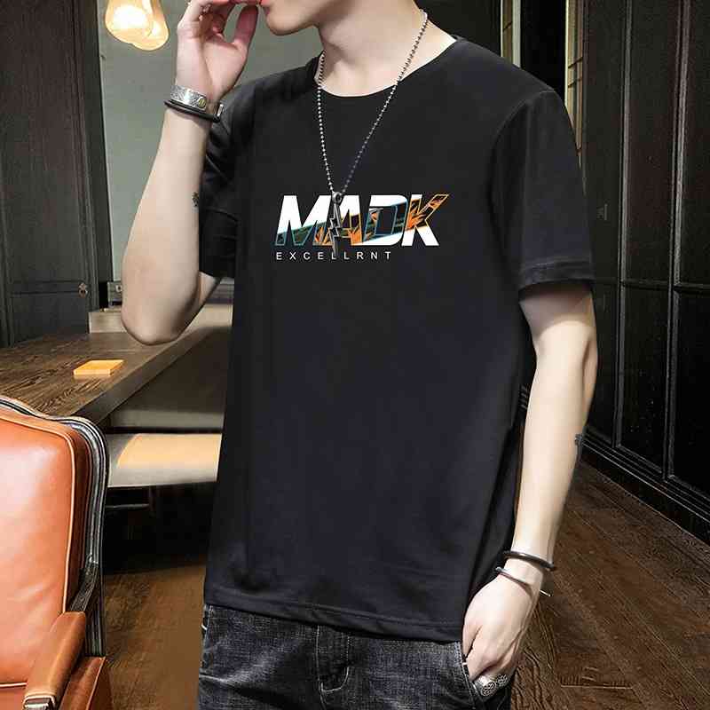 Short sleeve t-shirt 2021 summer new Xinjiang cotton base Shirt Youth Korean fashion printed men&#039;s T-shirt