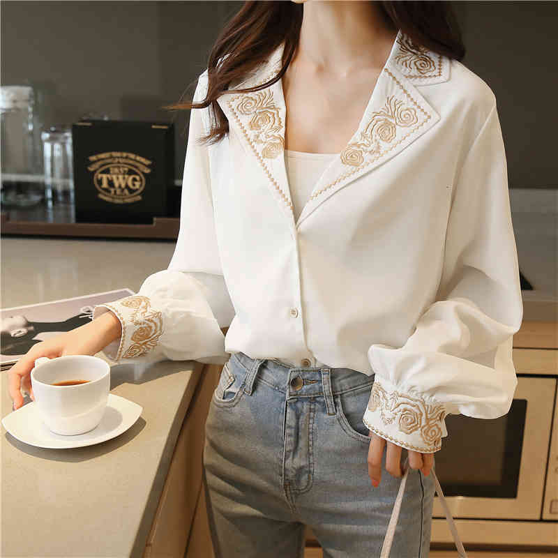 Women&#039;s Knits & Tees Elegant Blouse Autumn Floral Long Sleeve Top Female Office Lady Casual Designer French Korean Blouses Fashion