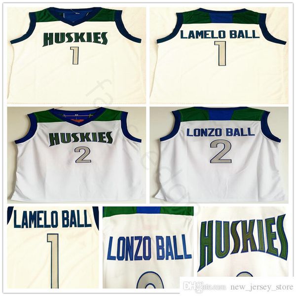 NCAA Chino Hills Huskies High School Lamelo #1 Ball Jersey Home White Stitched Lonzo #2 Ball Basketball Jerseys Shirts Mix Order