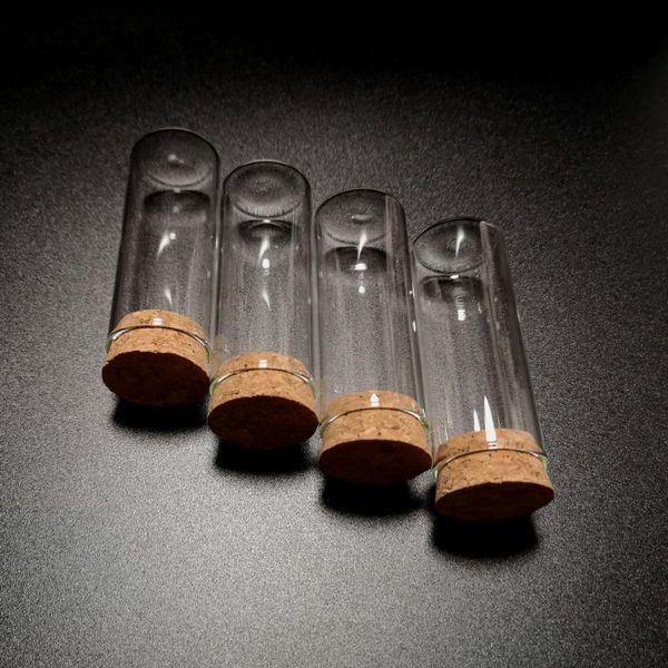 Lab Supplies 10-20-50Pcs 15ml 25ml Flat Bottom Test Tubes With Cork Stopper Glass Wishing Storage Bottle Jars For Laboratory Tests Or DIY