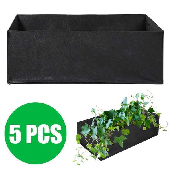 5Pcs 60 x 30 x 21cm Fabric Reusable Large Garden Pots Plant Pot Vegetable Tomato Potato Carrot Planter Grow Bags 210615