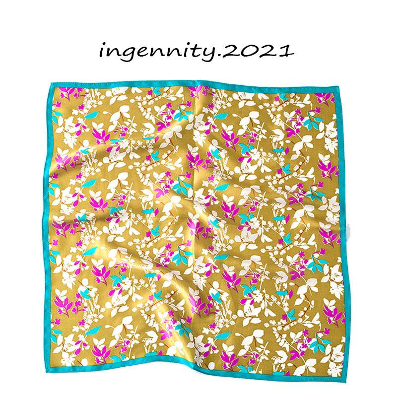 Scarves 52*52cm Small Size Silk Square Scarf Women Floral Print Neck Shawl Wraps Hijab Foulard Headband Lady Neckerchief Bandana 2021