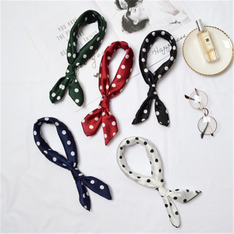 Scarves 50x50cm Dot Square Scarf Hair Tie Band Female Silk Korean Wild Professional Flight Attendant Small Decorative