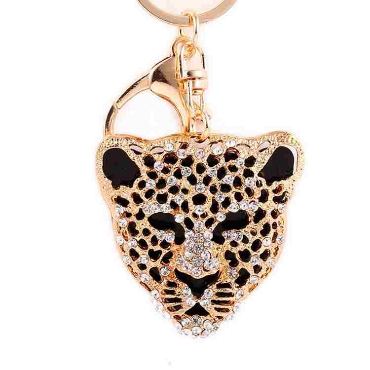 Keychains Large Sales Alloy Leopard Key Chain Button-lady&#039;s Bag-car Keys-in-car Decoration Pendant Jewellery Findings