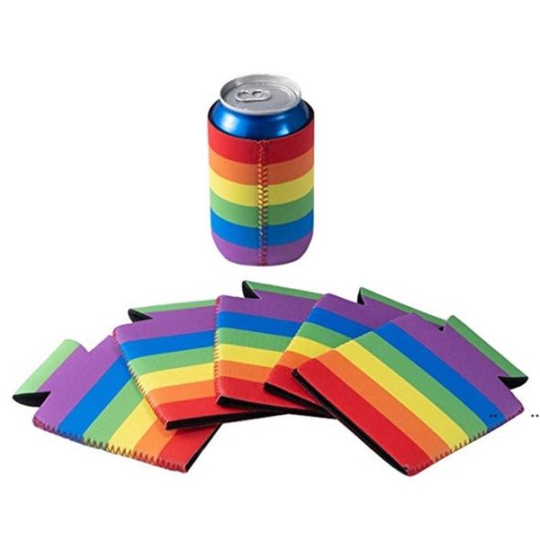 New Rainbow Cup Beer Juice Water Bottle Cover Neoprene Insulated Sleeve Bag LGBT Can Beverages Case Pouch