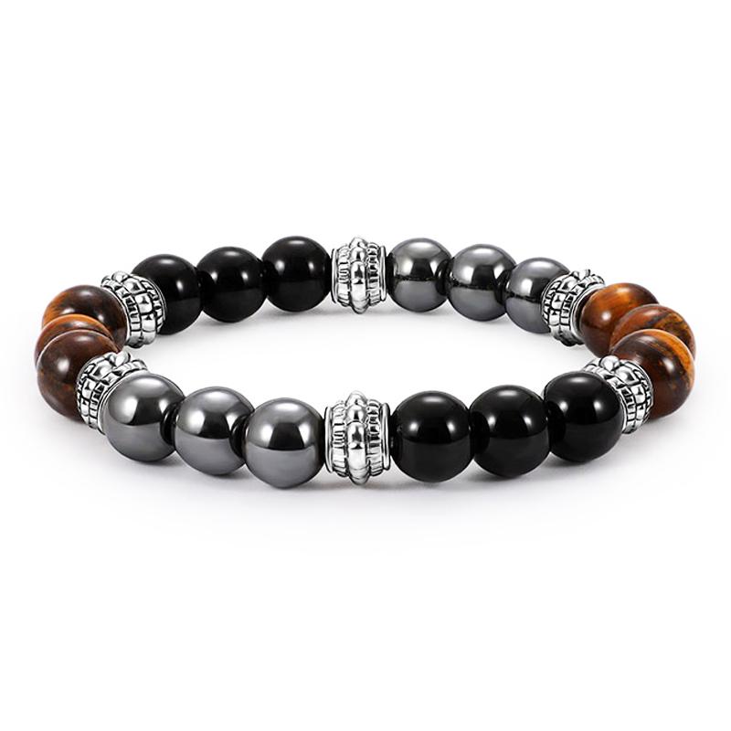 Beaded, Strands Vintage Hematite Tiger Eye Beads Bracelets Men Natural Obsidian Bracelet For Women Magnetic Health Protection Fashion Jewelr