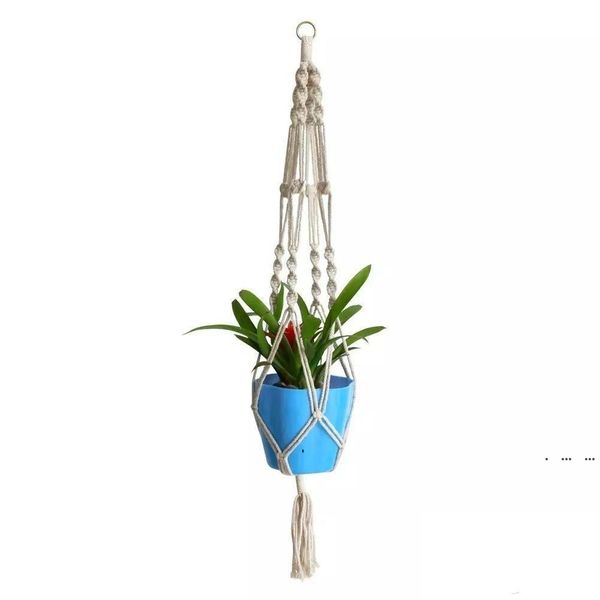 new Plant Hangers Macrame Rope Pots Holder Rope Wall Hanging Planter Hanging Basket Plant Holders Indoor Flowerpot Basket Lifting EWA3852
