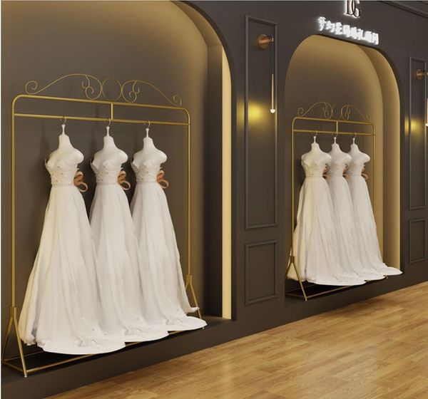 Wedding dress rack Commercial Furniture photo studio show high grade floor type cheongsam dresses racks clothing store display shelf