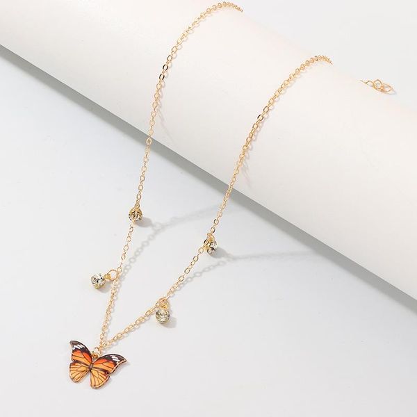 Pendant Necklaces Luxury Women Butterfly Female Colorful Rhinestone Gold Chain Simple Choker Necklace Jewelry For Girls