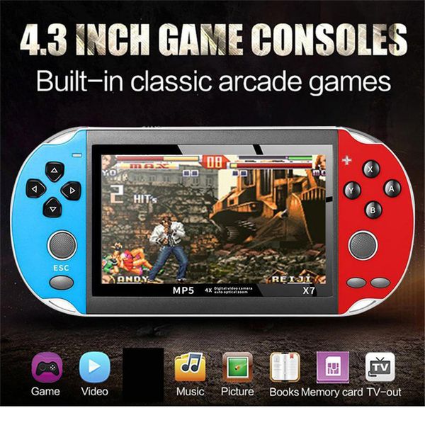 4.3 inch Video Game Console X7 GBA Gamepad 8GB Double Rocker Dual Joystick Arcade Retro Games Consoles Portable Handheld MP5 Player