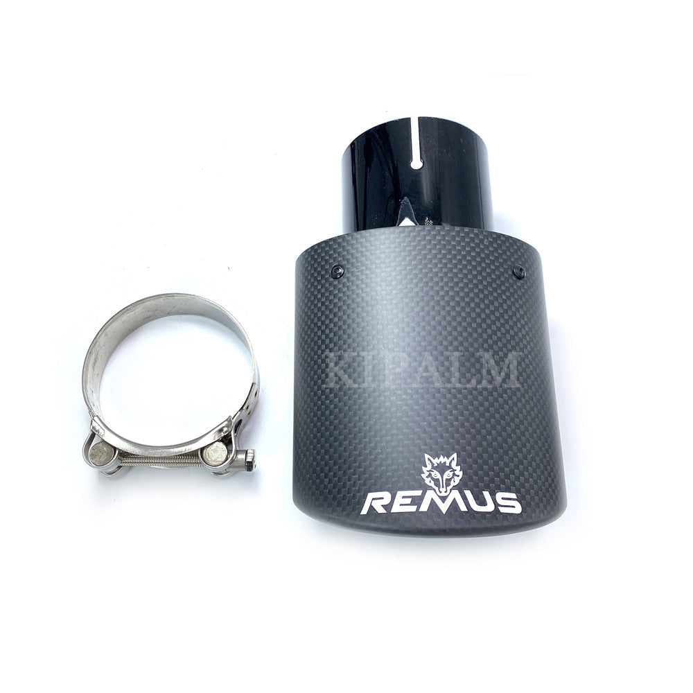 1 PCS Car Universal Oval Remus Sport Matte Carbon Fiber Exhaust Muffler Tips Glossy Black Inner Pipe for Benz AUDI HYUNDAI