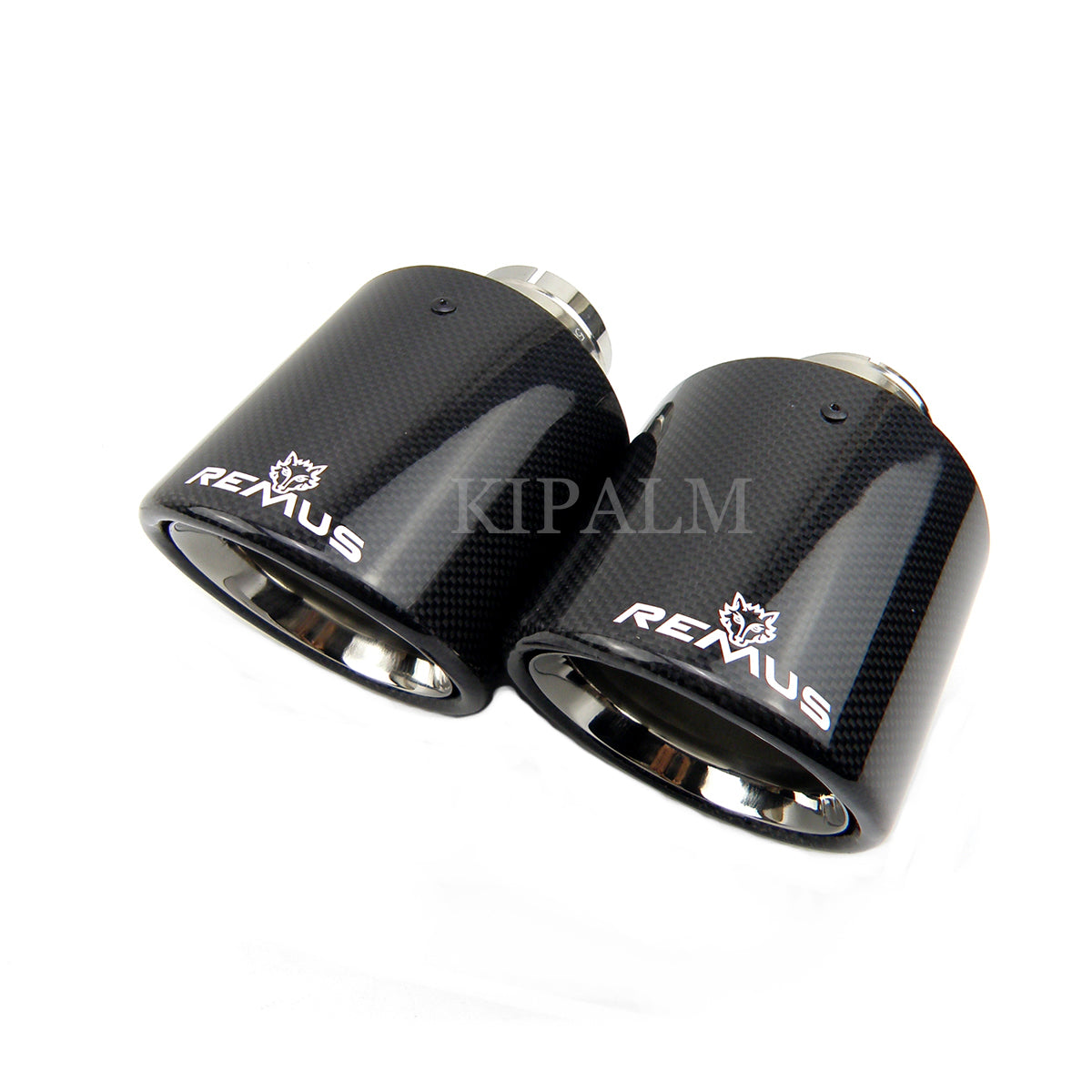 1 piece Car Universal Curly Edge Remus Sport Glossy Carbon Fiber Exhaust Muffler Tips with Expand Outlet for BMW AUDI GOLF MAZDA Land Rover JAGUAR