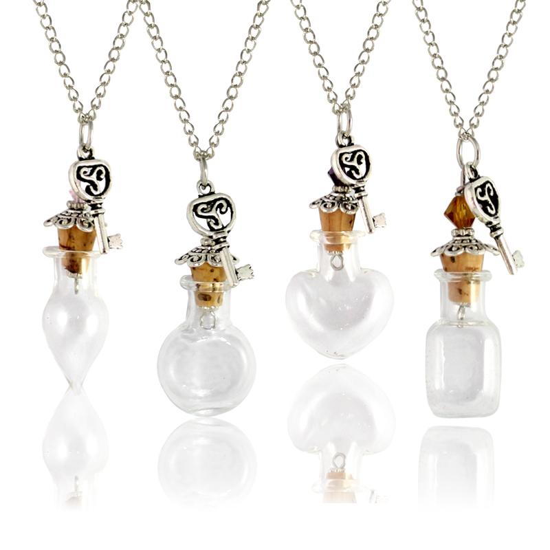 Pendant Necklaces 1PC 20x20MM Wishing Necklace Essential Oil Keep Small Bottle DIY Empty Perfume