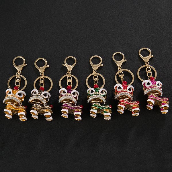 Fine Key Chain Creative Small Gift Chinese Style Lion Dance Kirin Alloy Fashion Girl&#039;s Bag Ornament Automobile Hanging
