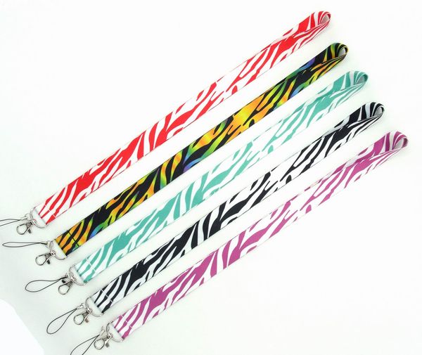 Cell Phone Straps & Charms 20pcs Zebra pattern Cartoon Mobile lanyard Key Chain ID card hang rope Sling Neck strap Pendant Gifts