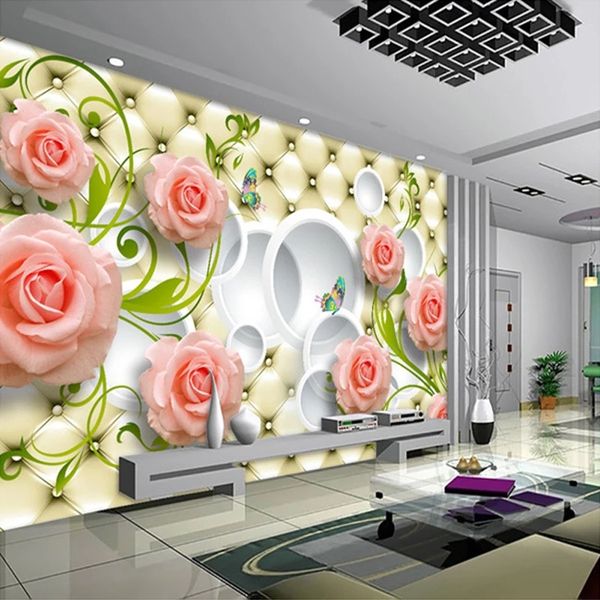 Custom Photo Wallpaper Rose Leather 3D Mural Living Room TV Background Home Decor Papel De Parede Waterproof