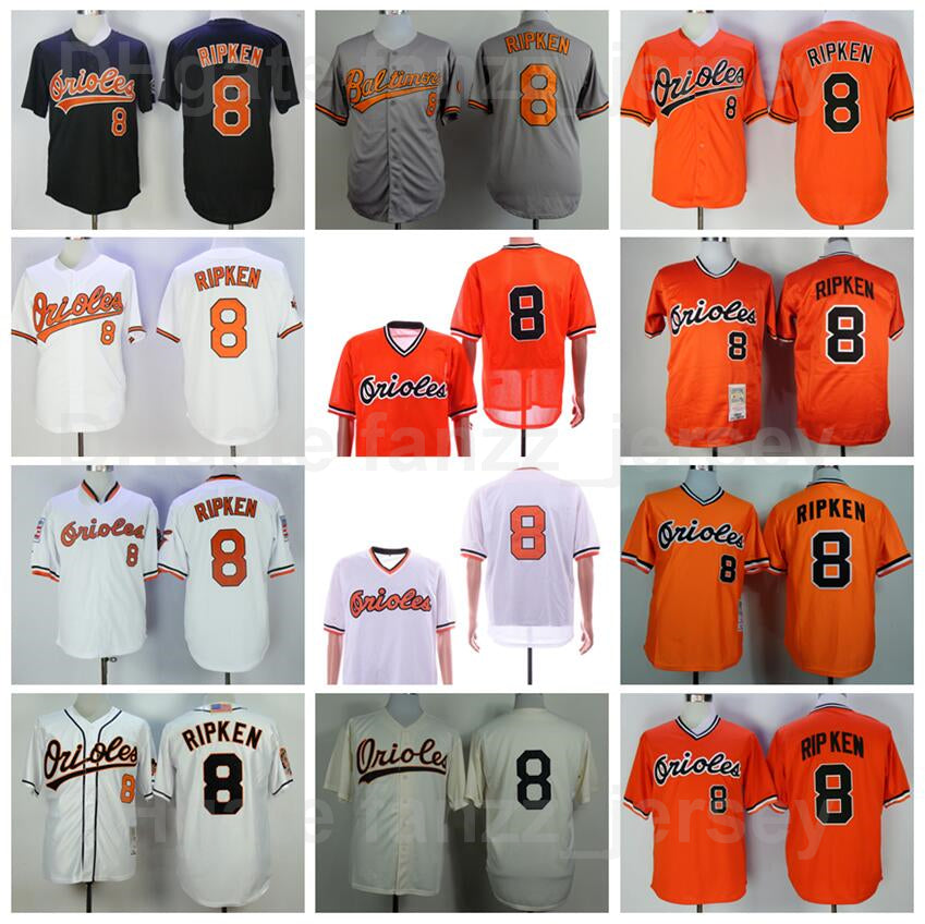1954 1970 1982 1989 2001 Retro Baseball 8 Cal Ripken Jersey Men Vintage Pullover Team Orange White Grey Black Beige Stitched Flexbase Retire Coopers