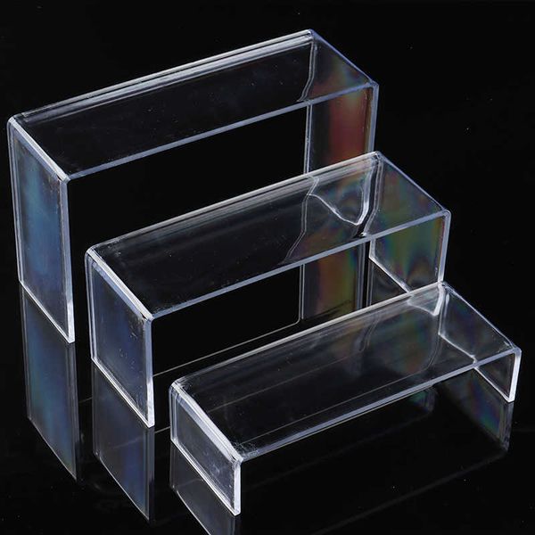 3pcsset Clear Acrylic Shoes Display Stand Jewellery Showcase Cosmetics Rack Organiser Holder Cabinet Rack Showcase 210705