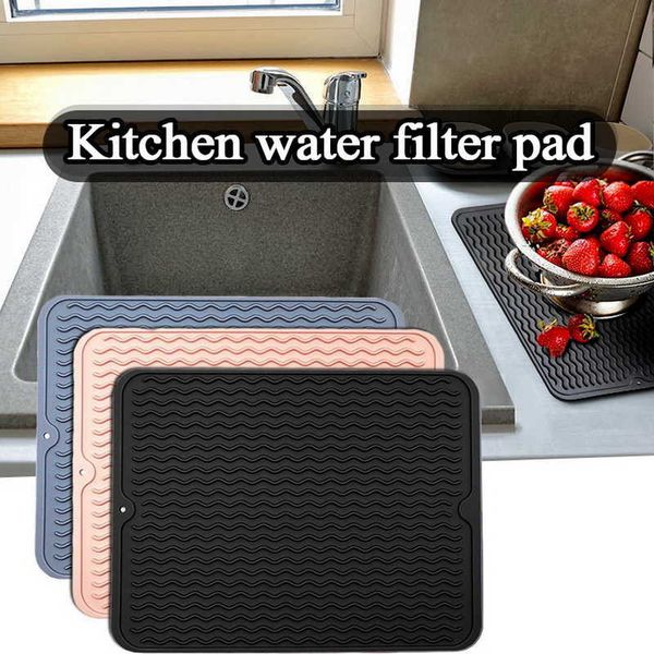 Drying Heat Insulation Soft Rubber Dishes Sink Mat Table Kitchen Home Anti Slip Drying Dishes Drain Mat Foldable 210706