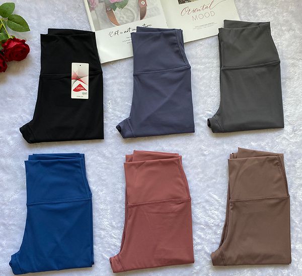 Lycra Fabric High Waist Women Yoga Pants Sports Gym Wear Leggings Elastic Fitness Lady Outdoor Trousers A-01