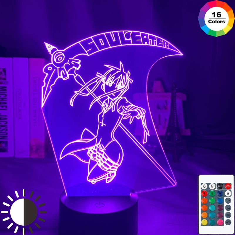 Night Lights Anime Soul Eater Maka Albarn Figure Kids Led Light For Home Decoration Girls Room Bedside Desk 3d Lamp Gift Color Changing