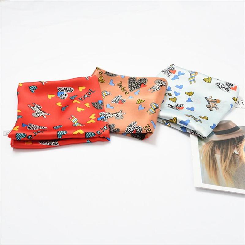 Scarves Women Scarf Silk Wrap Animal Heart Striped Leaf Print Patchwork Headband Neck Hair Tie Band Neckerchief Square