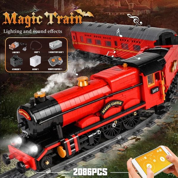 The Magic Steam Train Model Building Blocks MOULD KING 12010 APP RC Motorized Trains Assembly Bricks Education Children Christmas Gifts Birt