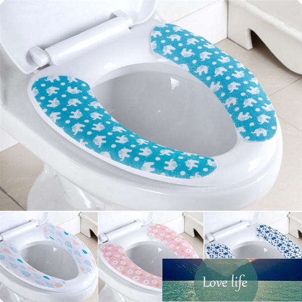 5 Pair Bathroom Toilet Seat Cushion Cartoon Style Sticky Washroom Warmer Washable Health Toilet Seat Lid Cover Pad(Random Color) Factory pri