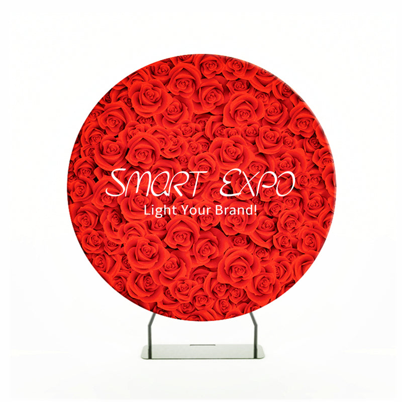 Retail Supplies Premium Event Photo Backdrop Stand Custom Pillowcase Round Backwall with Printing and Flat Bag Packing