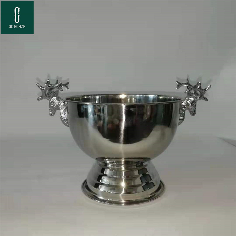 Bar Nightclub Beer Ice Cooler Deer Head Ear Bucket Stainless Steel GOLD SILVER CHAMPAGNE Wine Bottle Holder For Home Party