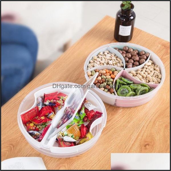Kitchen Housekee Home Gardenkitchen Storage & Organization Household Plastic Snacks Boxes With Handle Lid Fruit Candy Treats Serving Tray Or