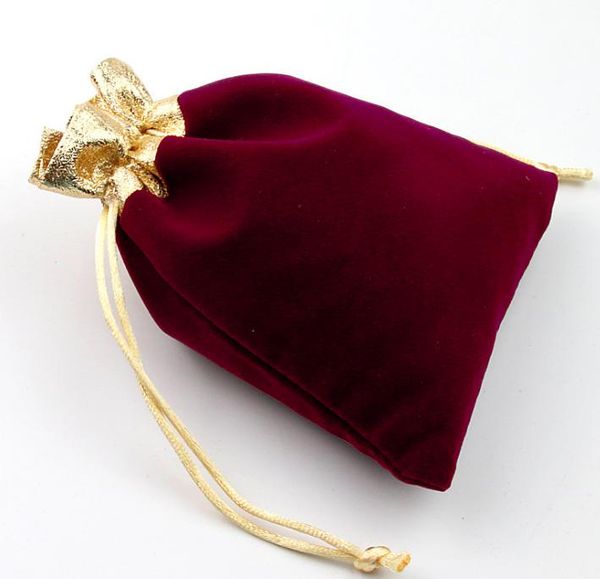 2021 Velvet Drawstring Pouches Bags gold side flannel bags Gift bag Flocked jewelry pouch Favor Holders velvet drawstring bag multi color