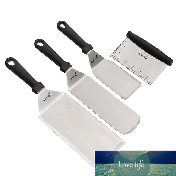 New Metal Spatula Griddle Set Griddle Scraper Flat Spatula Pancake Flipper Hamburger Turner Metal Utensil For BBQ Factory price expert desig